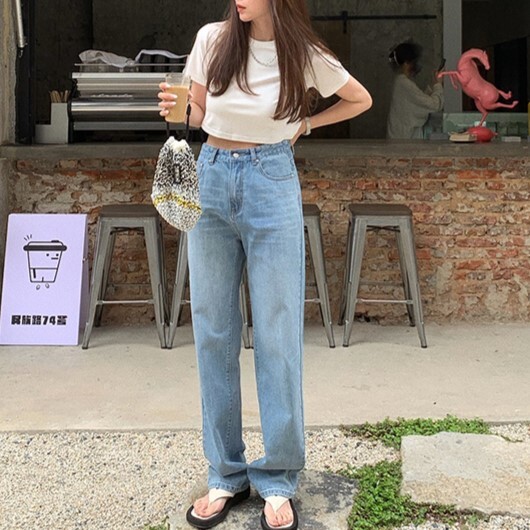 ストレートデニム レディース ボトムス パンツ ストレートパンツ デニムパンツ ストレート ワイド ハイウエスト 前開き デニム ブルーデニム かわいい 大人可愛い シンプル カジュアル 大人 上品