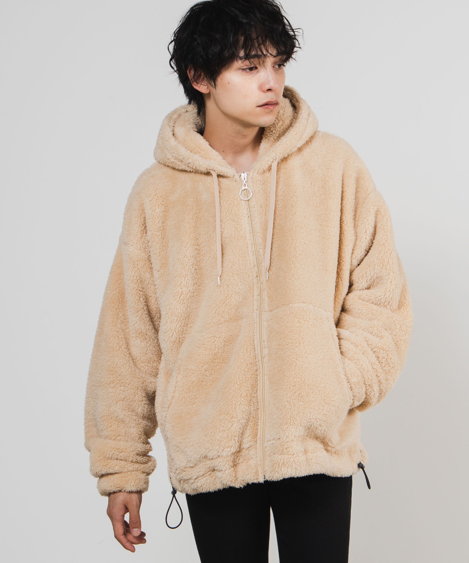 Qoo10 ウィゴー シャギーボアzipパーカー スウェット メンズファッション