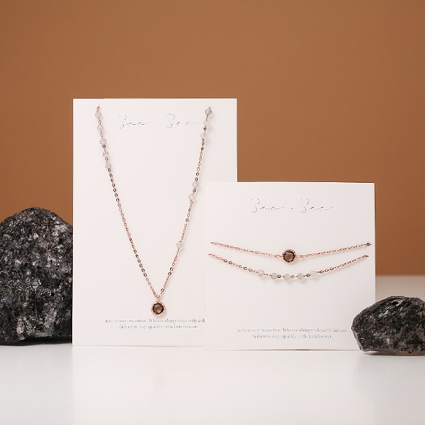 [Natural Stone 925 Silver] Noblesse Bracelet Necklace Set (20SS015) [1color]