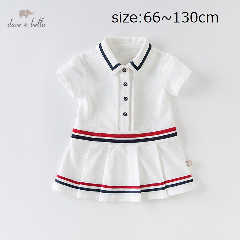 直輸入正規品dave and bella 66130cm ワンピース ポロシャツ風 ラインカラー ホワイト 女の子 夏