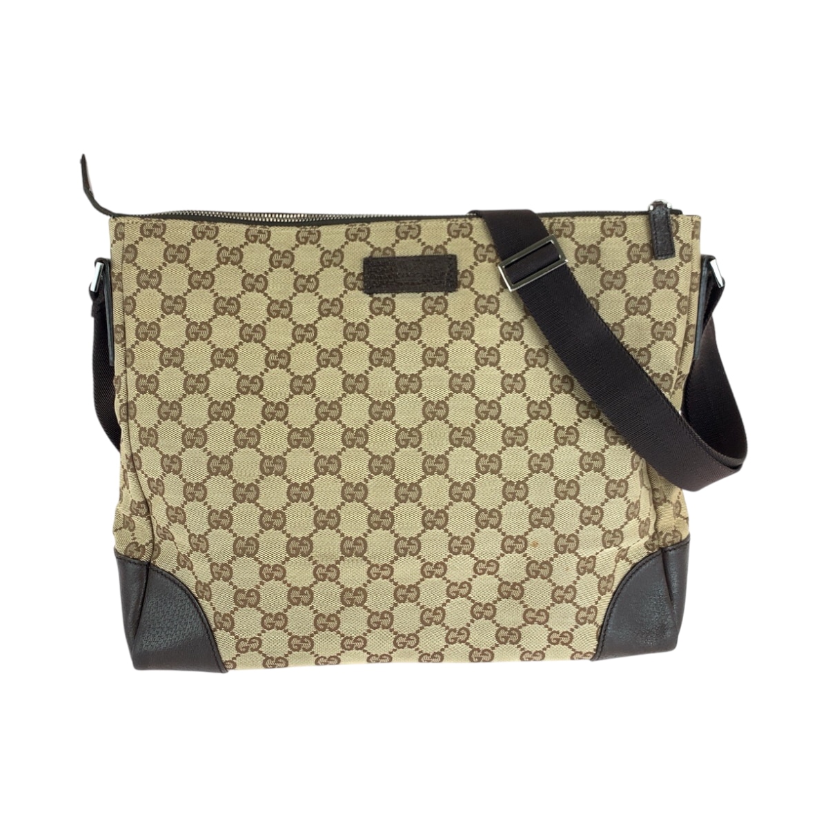 美品 男女兼用 ベージュ ブラウン シルバー金具 GGキャンバス 110054 ショルダーバッグ メッセンジャーバッグ レディース 506318