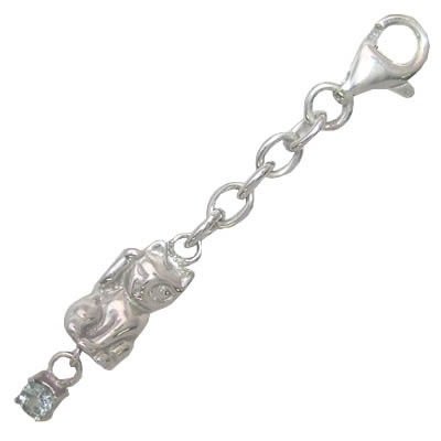 幸せを招く猫モチーフ ( 3月誕生石 ) シルバー アクアマリンチャームトップホルダー楽ギフ_包装