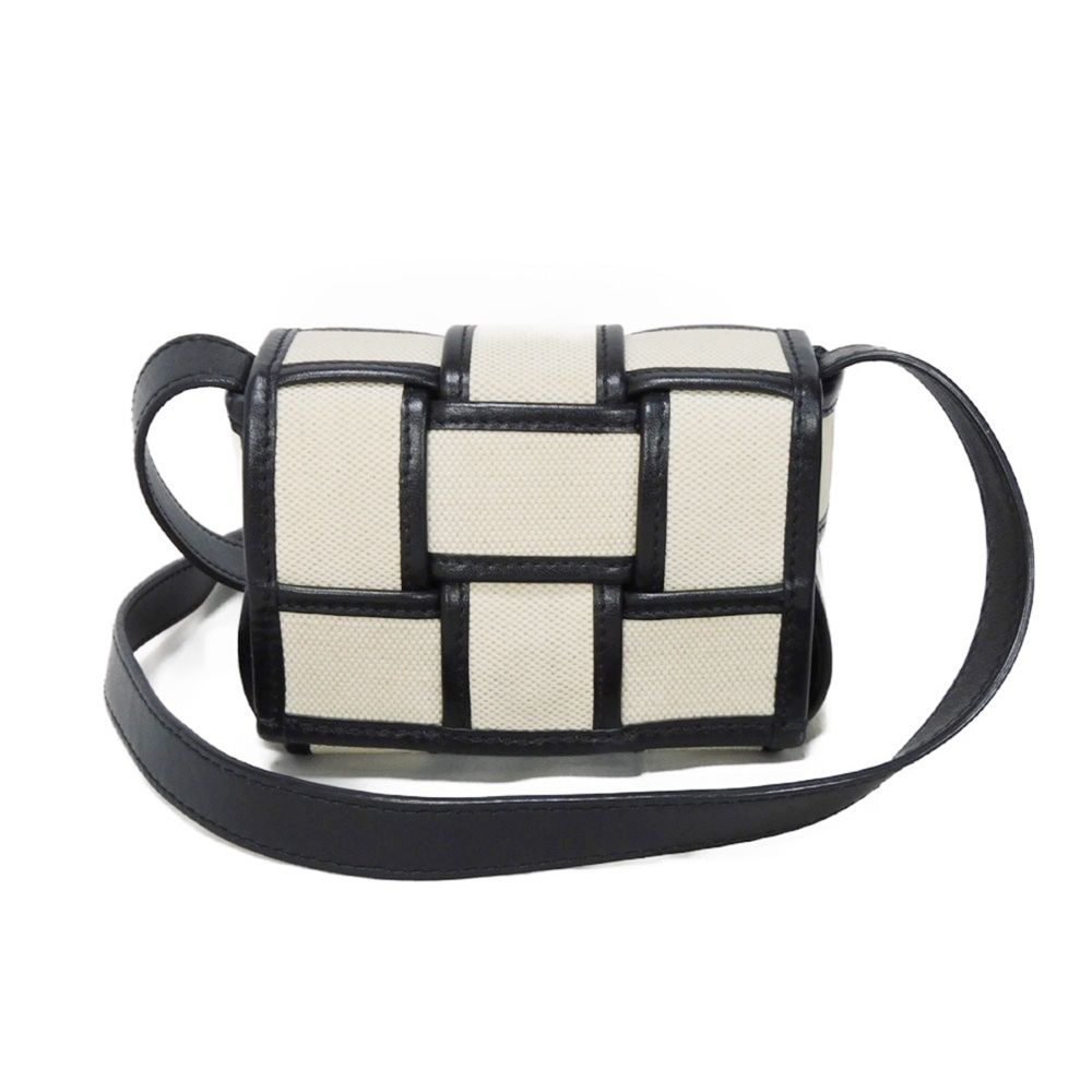 【中古】BOTTEGAVENETA ショルダーバッグ ミニ キャンバス ナチュラル RFID キャンディ カセット マキシ イントレチャート 714618 VMBN3 9811