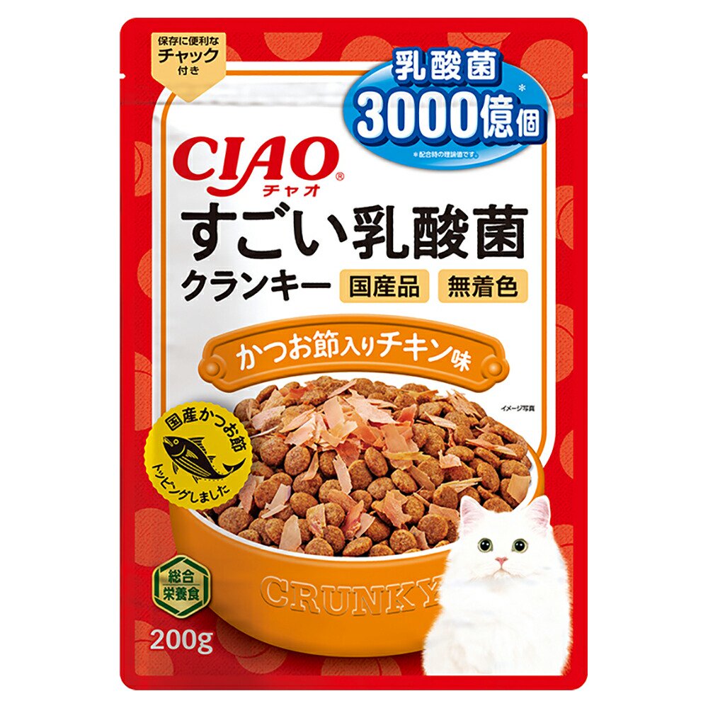 キャットフード　いなば　ＣＩＡＯ　すごい乳酸菌クランキー　かつお節入り　チキン味　２００ｇX２４　ＣＲＣ35―15―20―05―40