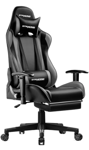 GTRacingゲーミングチェア オフィスチェア デスクチェア ゲーム用チェア リクライニング パソコンチェア ハイバック ヘッドレスト ランバーサポート ひじ掛け付き 高さ調整機能 PUレザー オッ