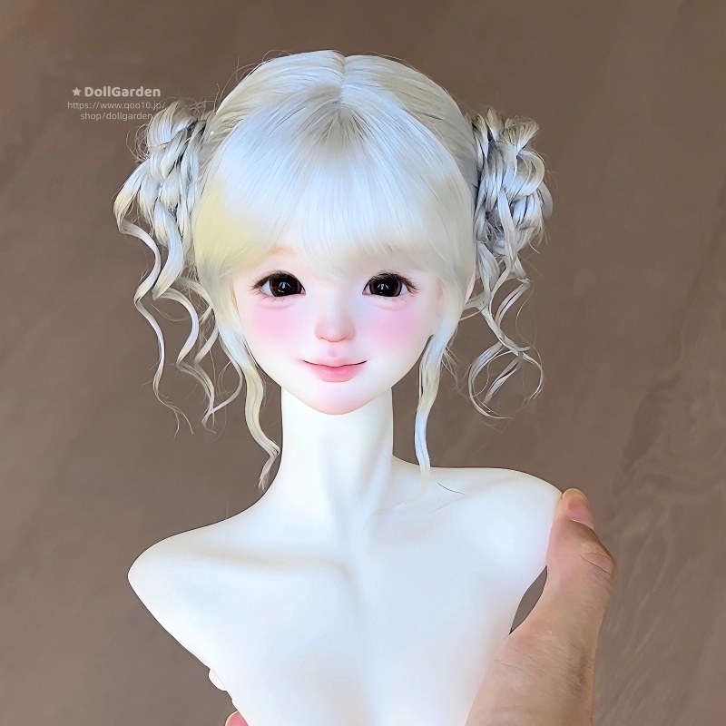 BJD 1/3 1/4 1/6 ドールウィッグ 可愛い 編み団子 手入れ ロシアモヘア 定型ウィッグ 5色 亜麻ゴールド ピンク ブラウン SD/小顔SD/MSD/YOSDサイズ球体関節人形用ウィッグ