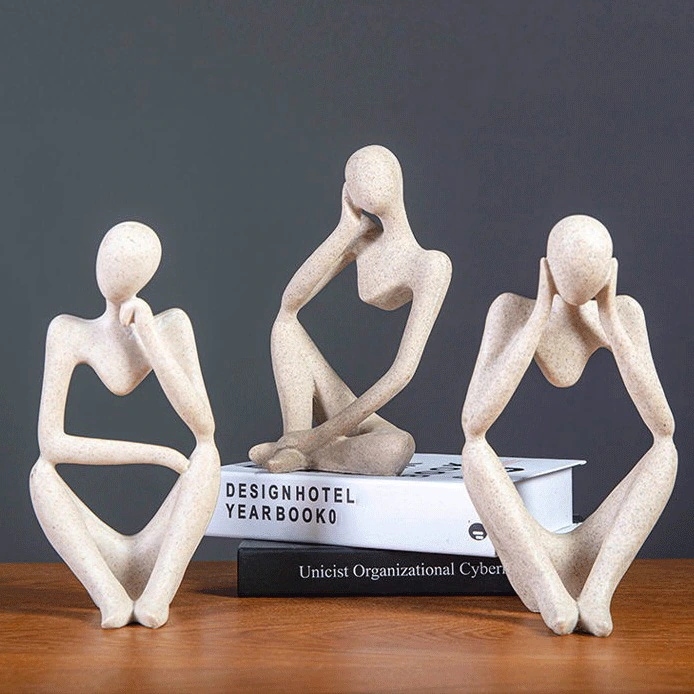 【急速出荷!】考える人 3体セット 抽象的 人間 オブジェ インテリア 置物 雑貨 装飾 玄関 リビング 寝室 おしゃれ モダン シンプル