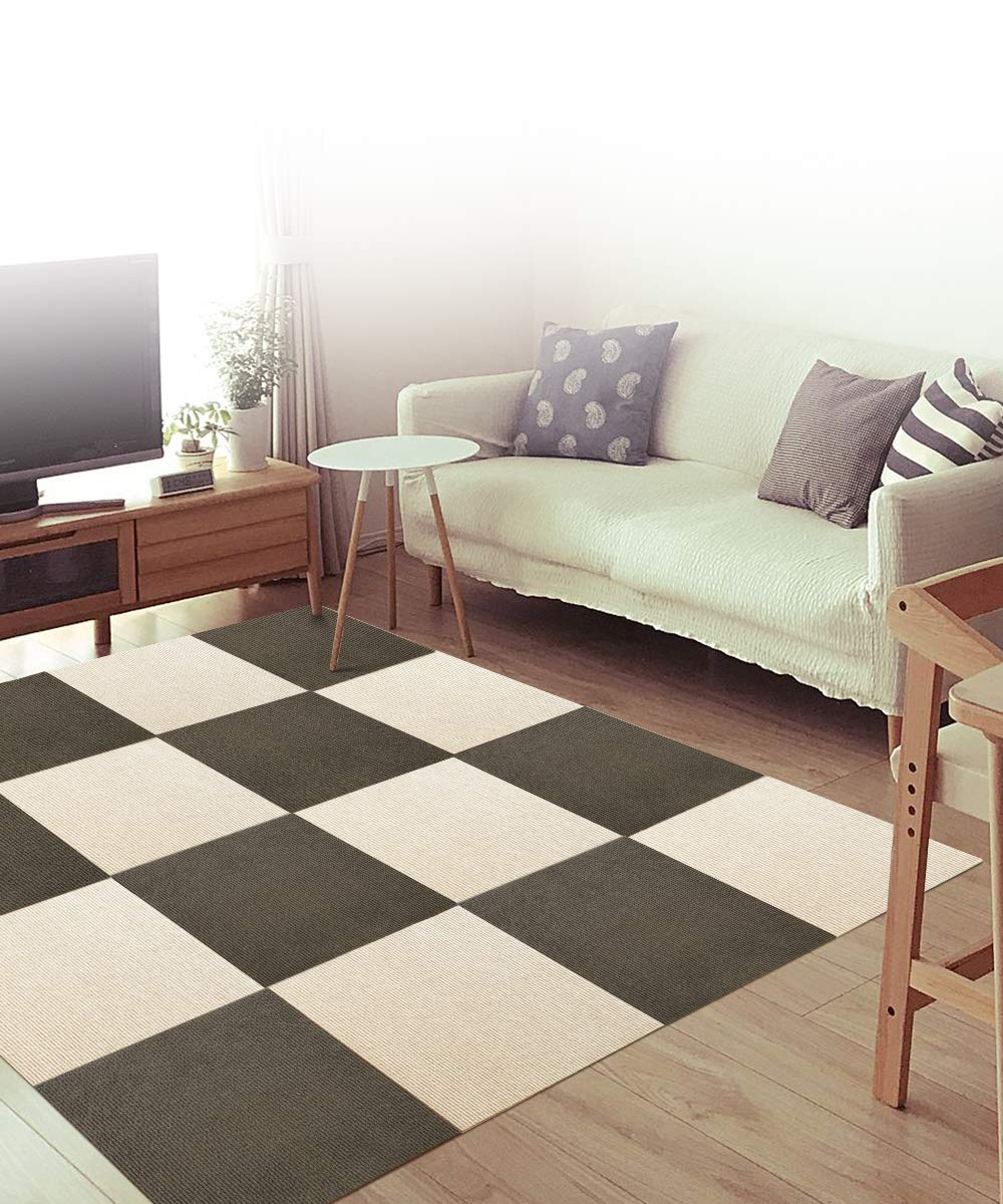 FUNHOO ジョイントマット 【30*30cm 40枚（約3.2畳） モカ/アイボリー】 タイルカーペット ずれない 防音 洗えるカーペット ペット用 パンチカーペット ペット/高齢者の滑り止め対策