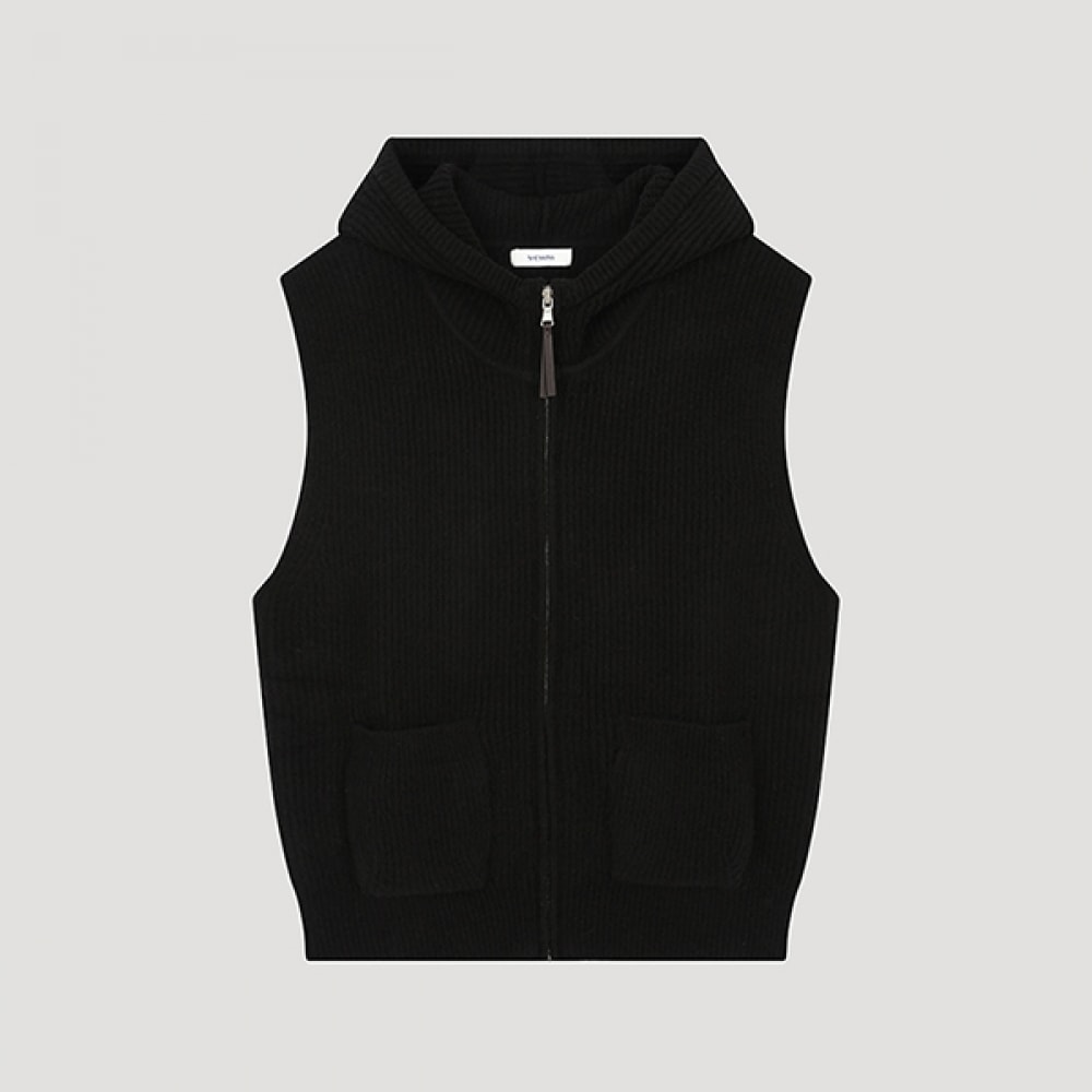 [シューズミス] ニットフーディージップアップベスト_SSKVTO42570_BK