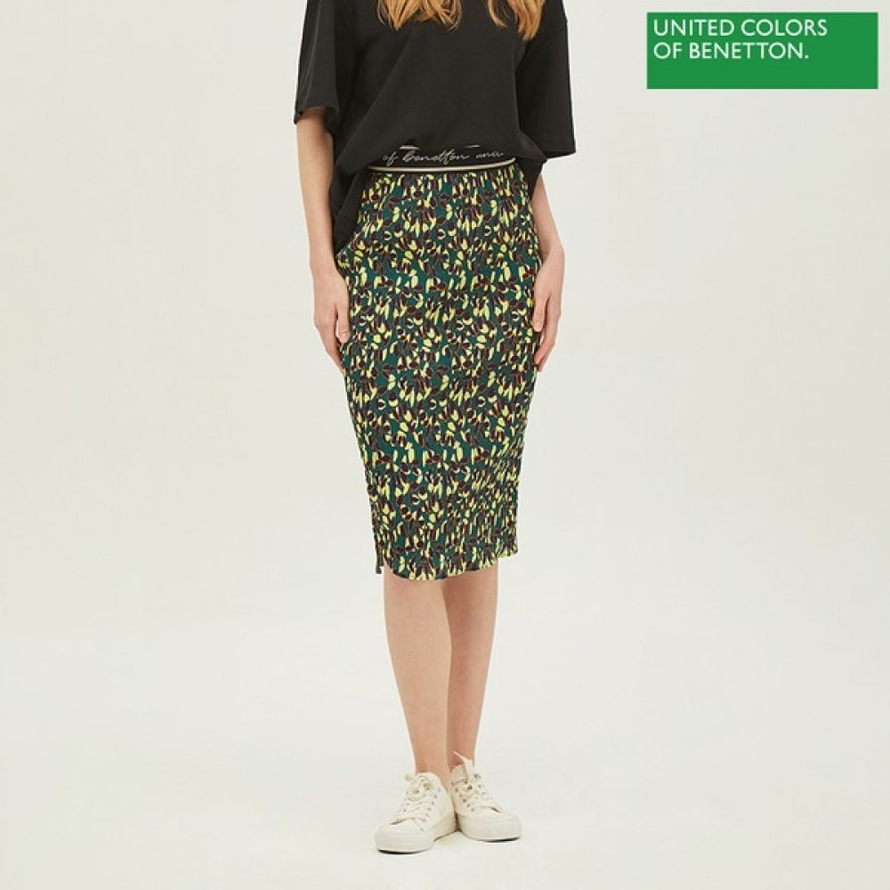 (ベネトン) ベネトンプリーツリンクルスカート BASKF3241_GN