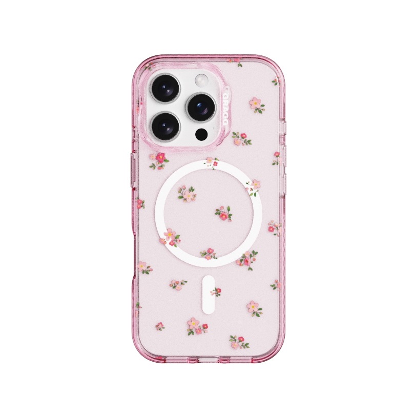 【GRAGG】 MAGSAFE LAYERS FRAME CASE CLEAR PINK - SOFT BLOOM iPhone 16シリーズ対応 正規品