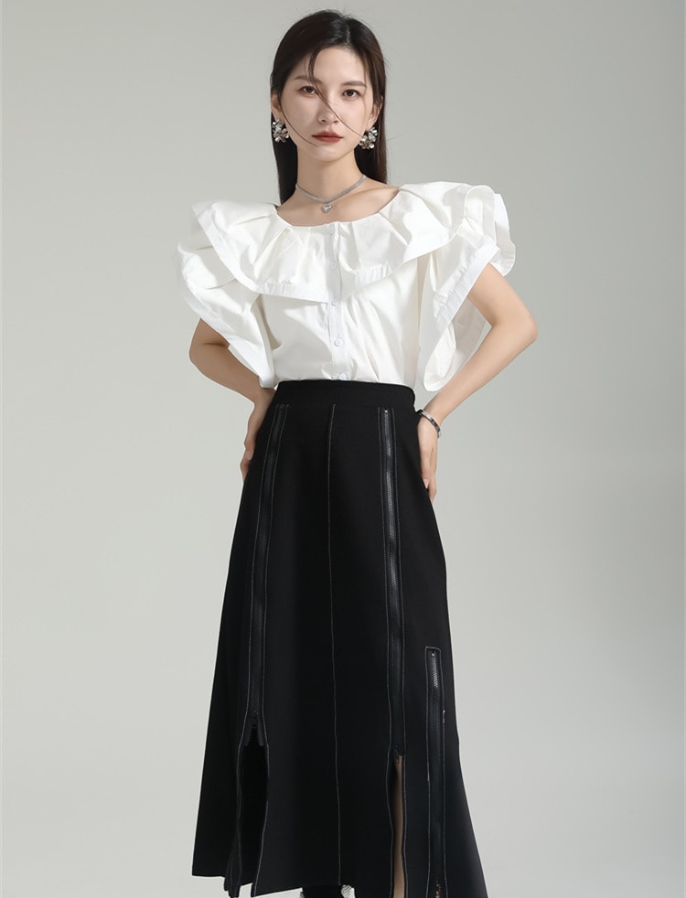 早い者勝ち 体型補正 ハイウエストAライン ロングスカート 脚長効果 サイドスリット開衩 チャック前開き 通勤おしゃれ 春新作 5,389円