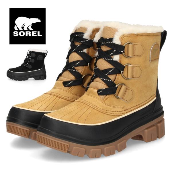 ソレル スノーブーツ レディース ワイド スエード 本革 ウィンター SOREL ティボリ5 ウォータープルーフ NL5113 TIVOLI V WP 防水 保温 防滑 透湿 黒 ブラッ