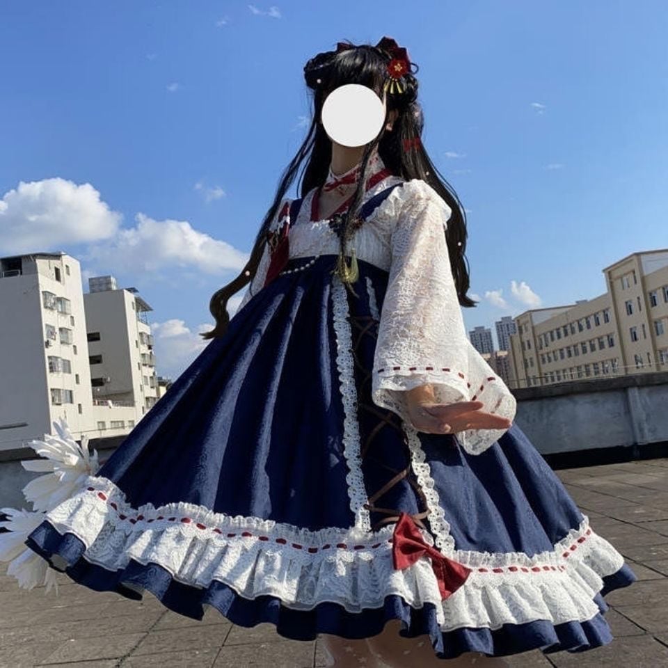 ロリータ和風白雪姫配色白白ガチョウJSKスカートロリータハロウィンクリスマスパーティー仮装30%までに制限