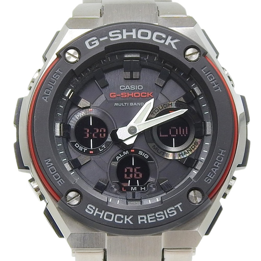 G-SHOCK MULTIBAND6 GST-W100D-1A4JF 腕時計 ステンレススチール シルバー タフソーラー アナデジ表示 メンズ グレー文字盤 中古品 SAランク