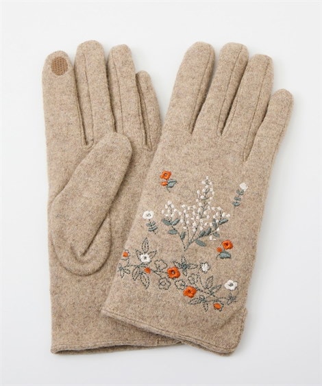 Qoo10 ニッセン スマホ対応刺しゅうグローブ ニット手袋