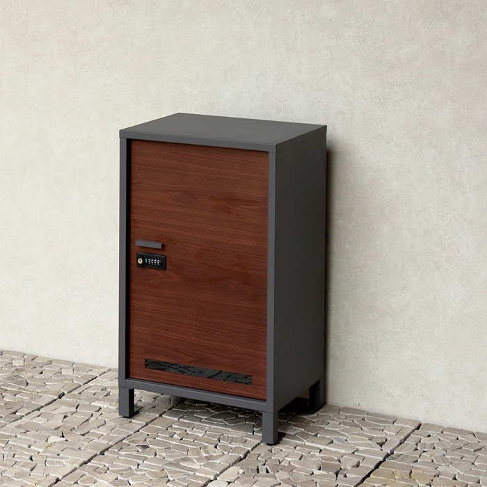 宅配ボックス PBX-111 ダークグレー/ブラウン木目