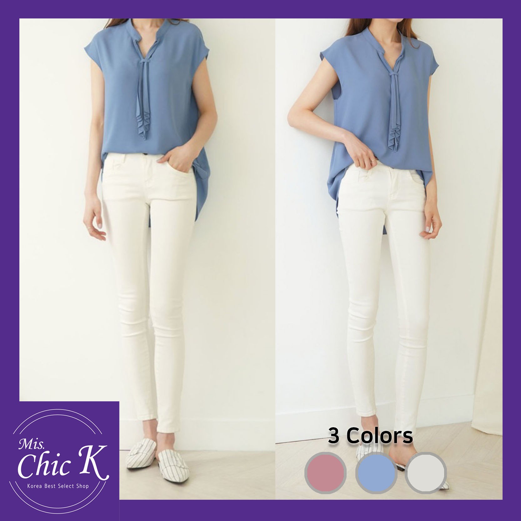 [K fASHION 2019 S/S] Frill tie blouse / シワタイブラウス - 3 colors