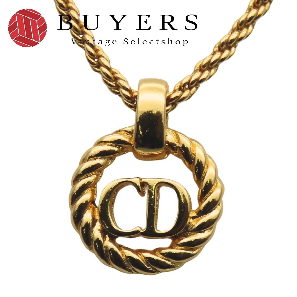 中古 ネックレス CDロゴ ツイスト メタル ゴールド メッキ GP アクセサリー レディース 女性