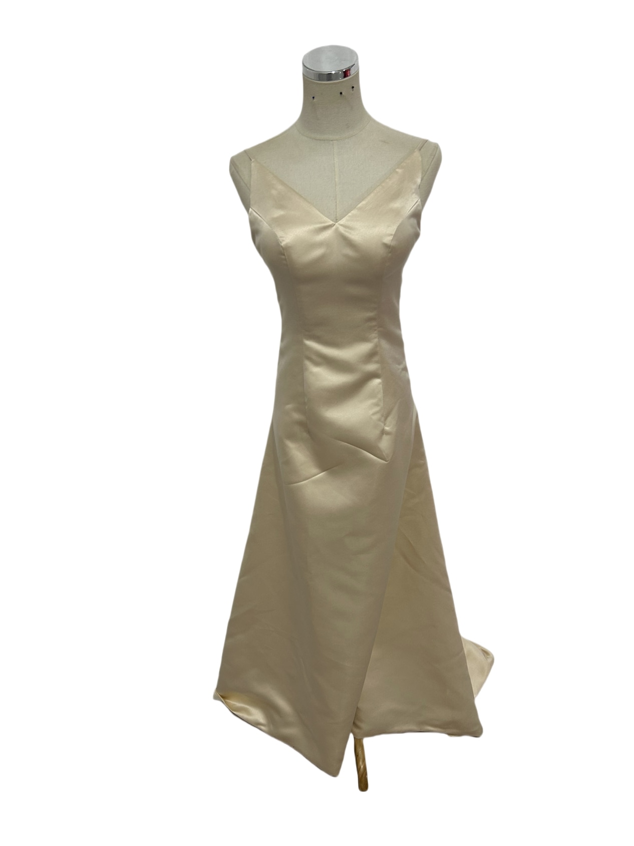 カラードレス 薄シャンパンの色 Vネック マーメイドライン ミニトレーン 前撮り