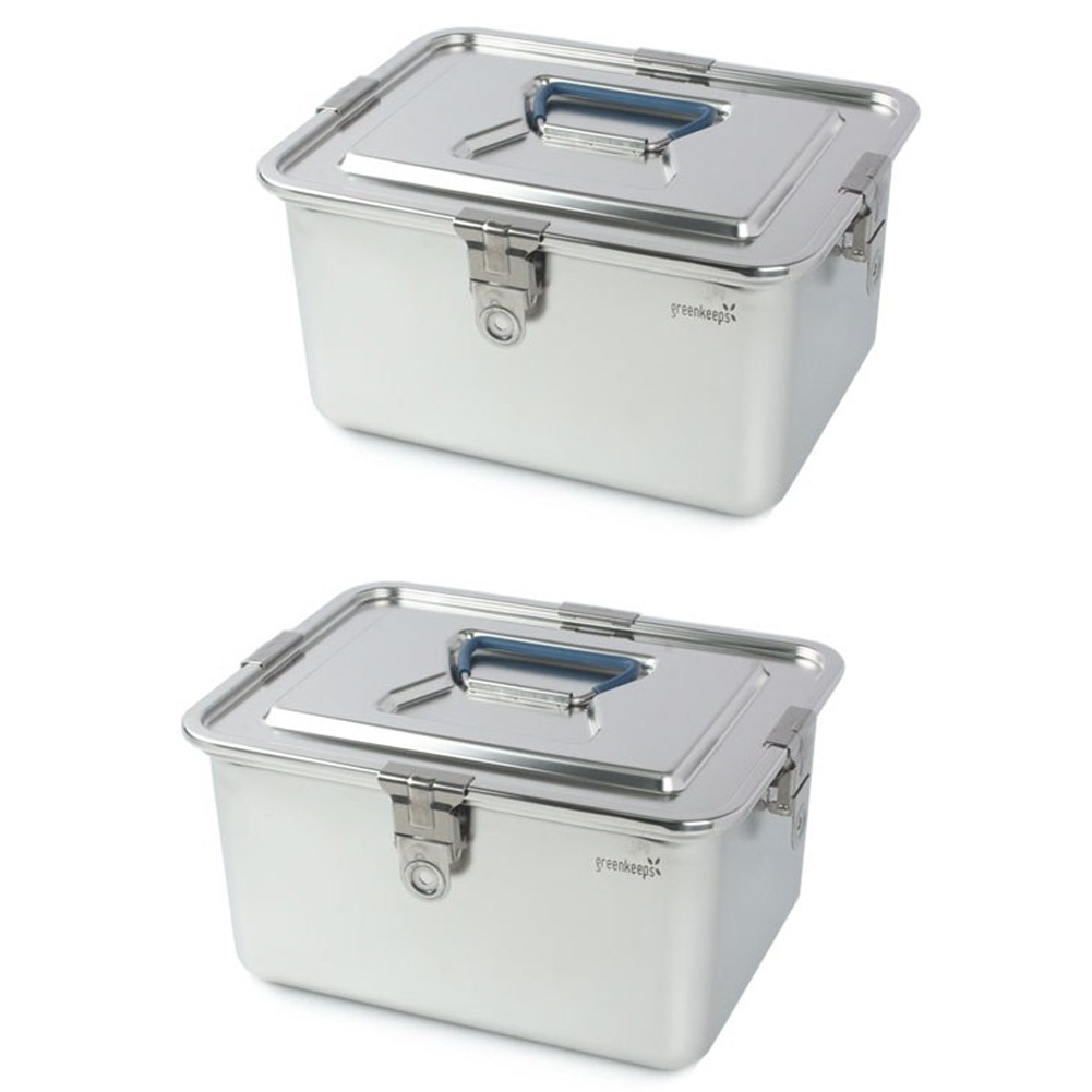 Stainless Steel 304 Storage Sealed Container with lid and handle Set (6.8L + 6.8L)