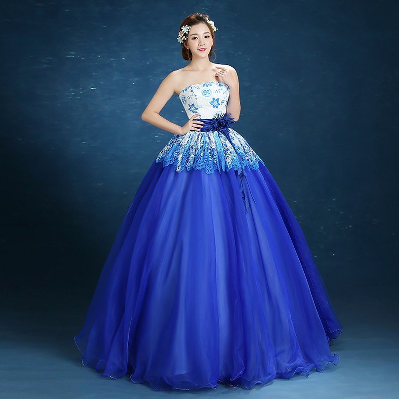 ウェディングドレス カラードレス ロングドレス ウェディングカラー　演奏会ドレス パープル系　声楽発表会に人気 ブルー