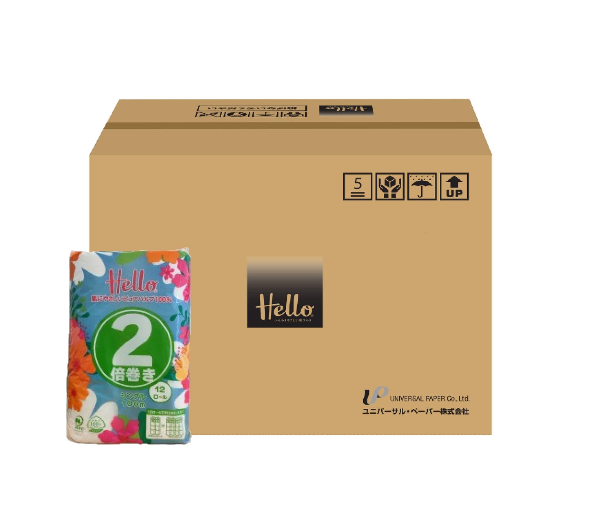 【ケース販売】ユニバーサル・ペーパー ハロー トイレットペーパー シングル100m 12ロール x6パック 8,131円