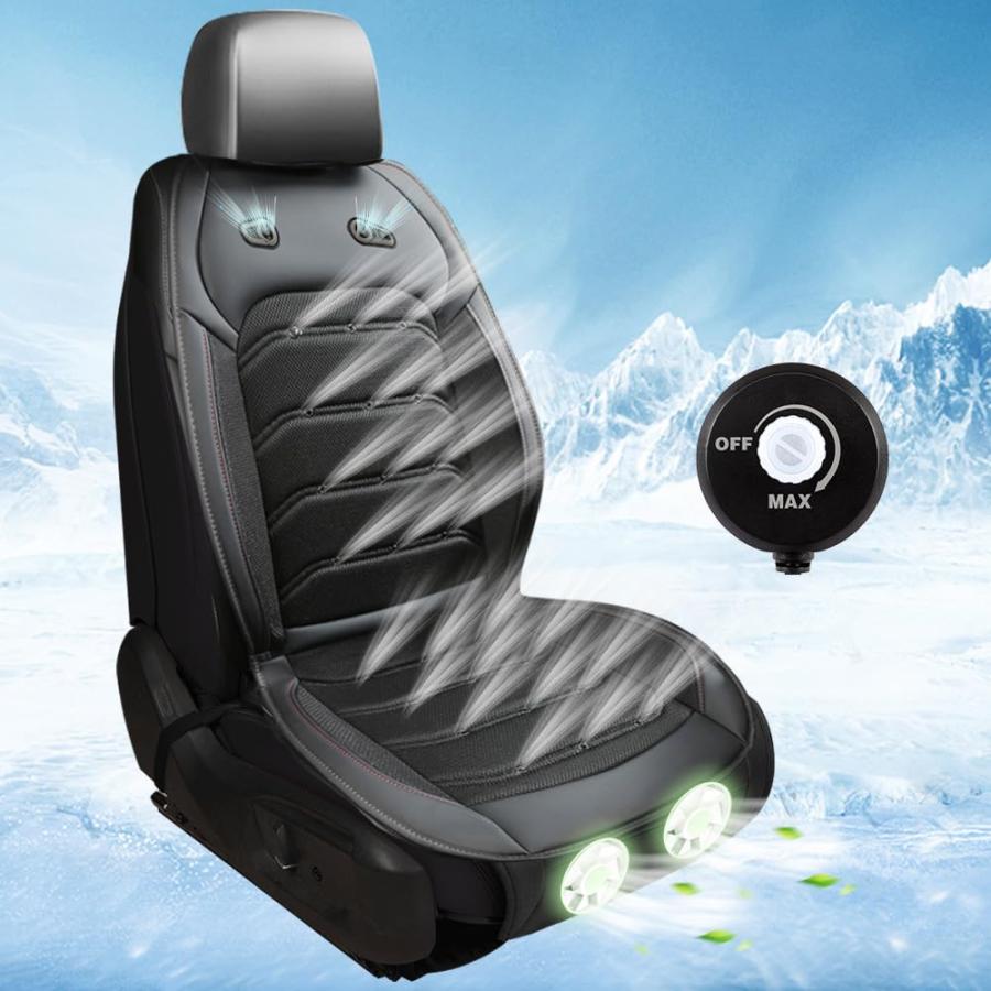 クールシート【DC12V/24V対応 大型ファン２枚】無段階風量調整2025新設計 エアーカーシート 冷風送風 滑り止め 車シートカバー シートクッション 運転席 助手席