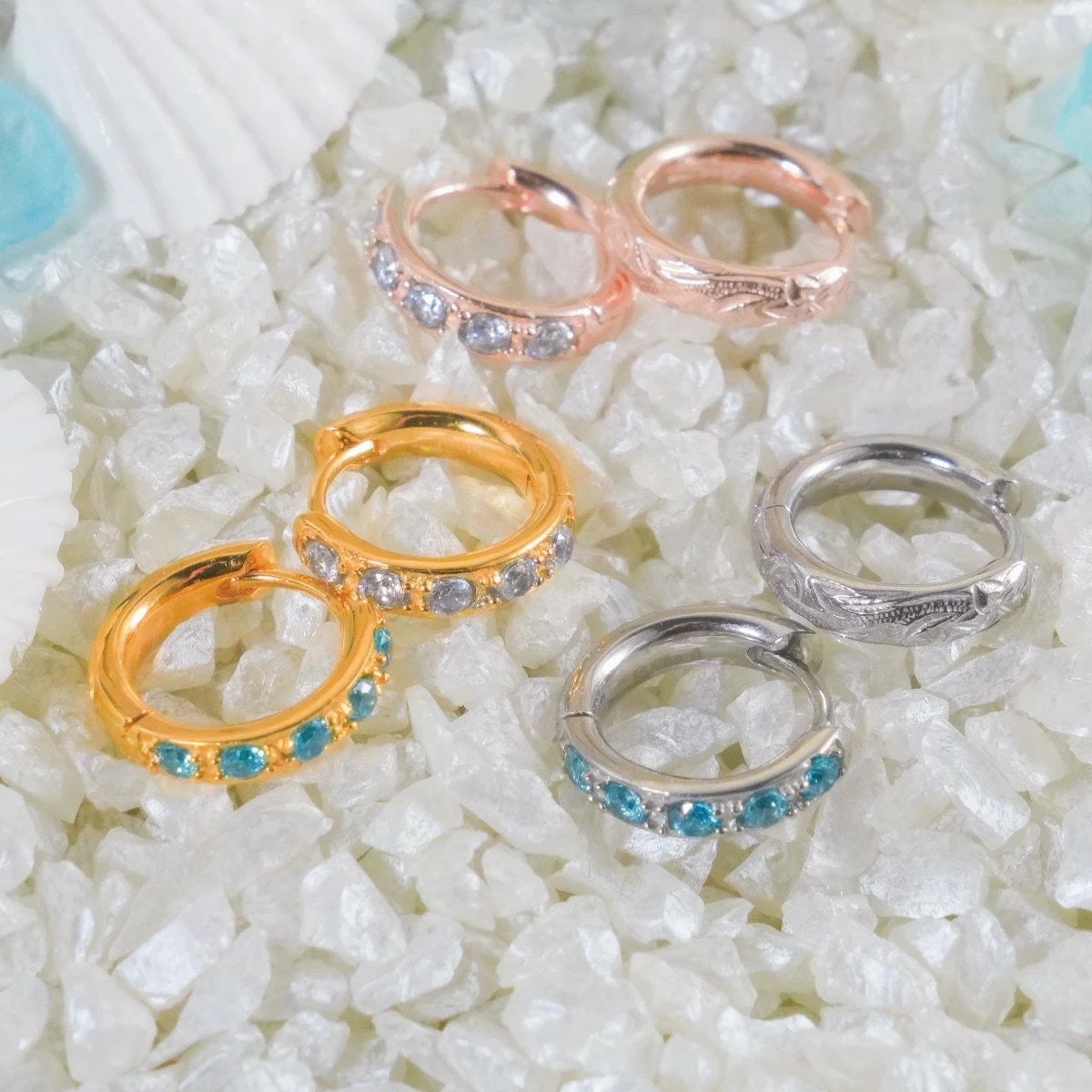 ピアス フープ レディース サージカルステンレス316L 片耳用 1個売り ハーフエタニティ