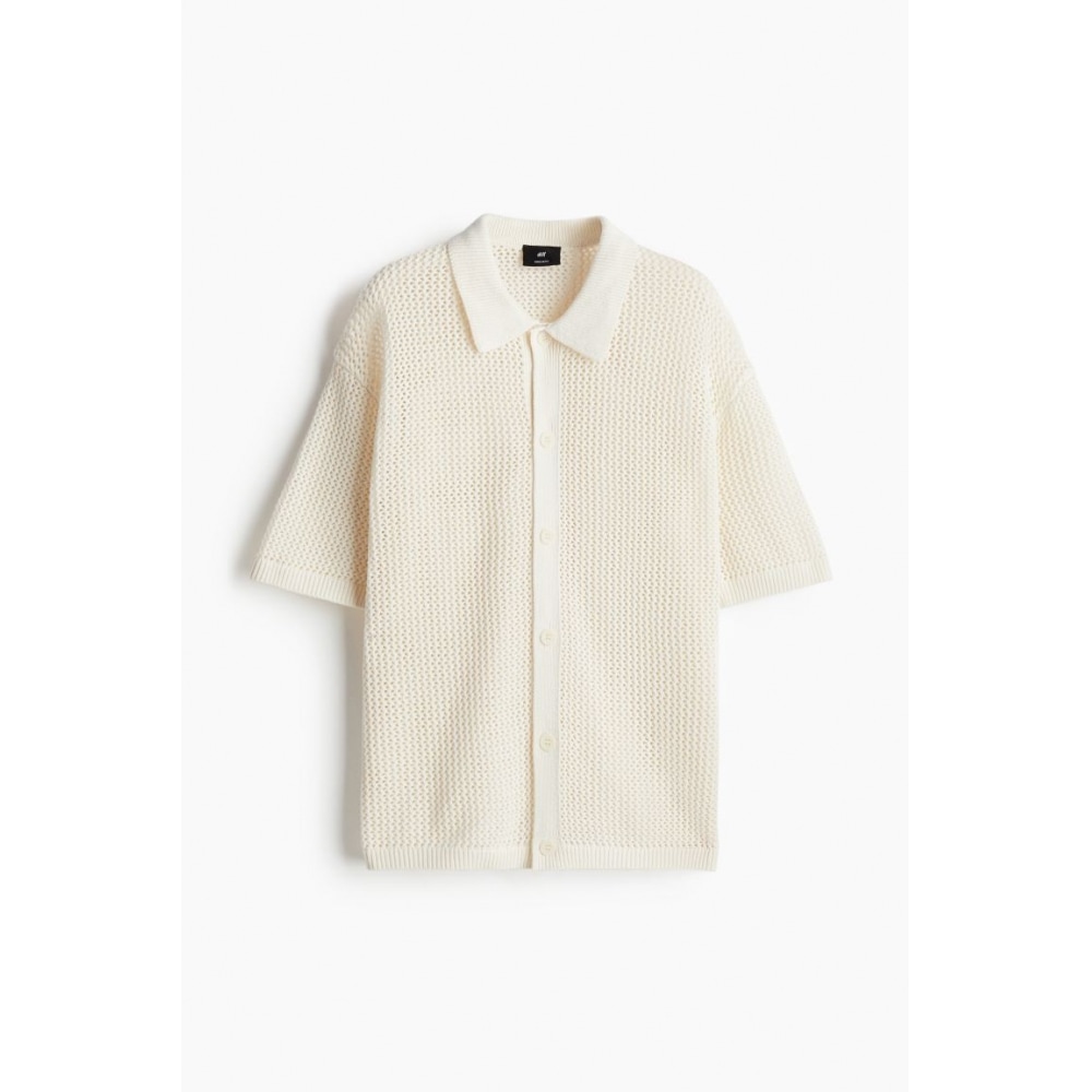 H&M レギュラーフィットポインテルニットシャツクリーム 8,176円
