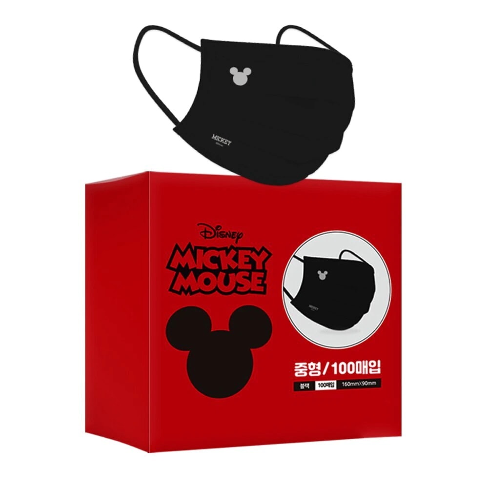 ミッキーマウス使い捨てマスク中型100枚(ブラック)