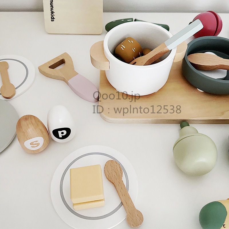 北欧子供用木製果物と野菜カッターシミュレーション調理ヘラ台所用品セットままごとキッチンおもちゃ