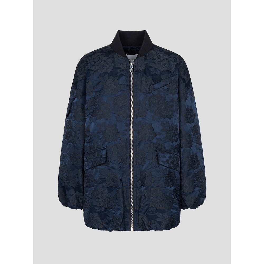 GANNI ボタニカルジャカードボンバージャケットプチ-ネイビー FW24/QN4939R02R