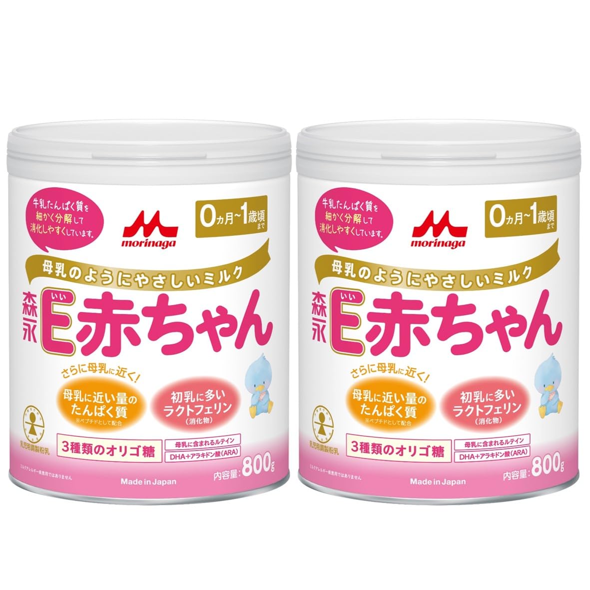 【Amazon.co.jp限定】 森永 E赤ちゃん 大缶 800g×2缶パック [0ヶ月~1歳 新生児 赤ちゃん 粉ミルク] ラクトフェリン 3種類のオリゴ糖