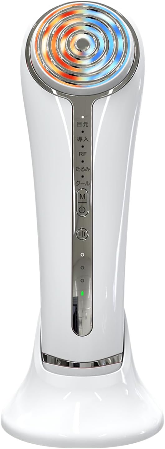 【2024年新モデル】 美顔器 RF美顔器 イオン導入 超音波美顔器 EMS 微電流 4色LED 光エステ 1台多役 イオン美顔器 5種類モード 3段階レベル 超音波振動 肌ケア 口元ケア フェイスケ