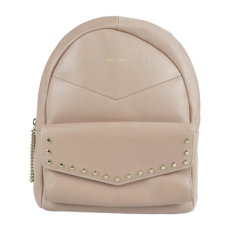 CASSIE キャシー バックパック リュック・デイパック レザー ピンクベージュ ゴールド金具 スタッズ【本物保証】