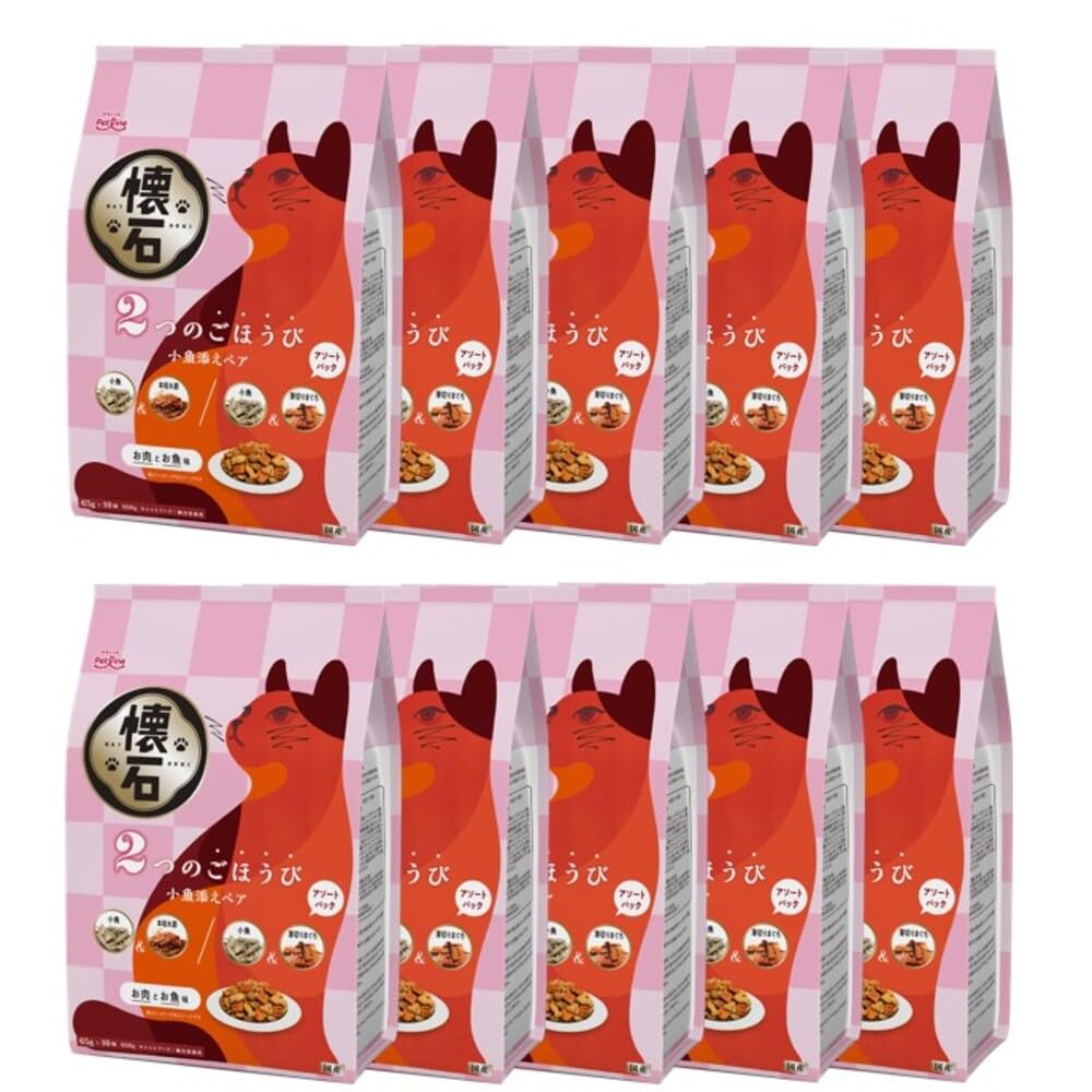 ペットライン 懐石 2つのごほうび 小魚添えペア キャットドライ 総合栄養食 【国産/小分け】 650g 10袋 (ケース販売)