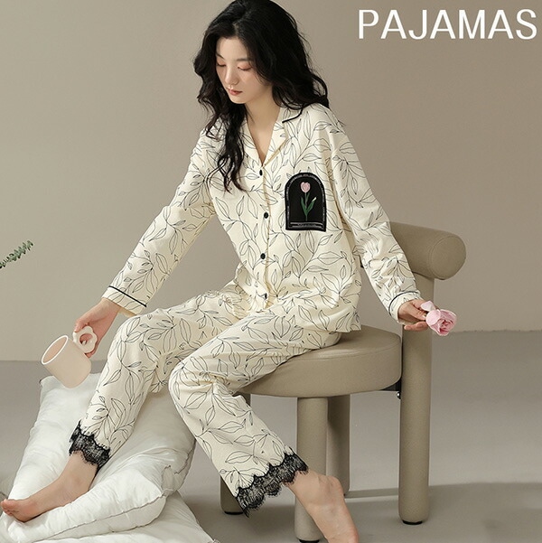 パジャマ 上下セット ルームウェア 前開き レディース 2点セット かわいい オーバーサイズ ナイトウェア 通気性 部屋着 寝巻 誕生日 授乳服 綿 あったかい ゆったり 可愛い 部屋着 秋冬 大きい