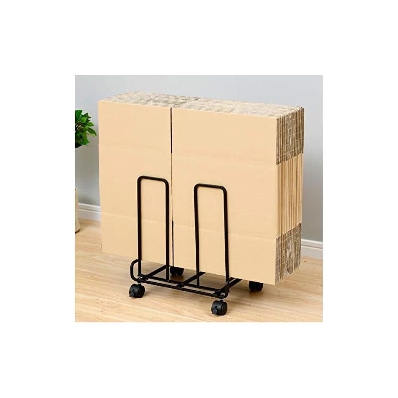 【即納】[山善] ダンボール 収納 (ダンボールストッカー) 幅30.5奥行22.5cm しまいやすく倒れにくい(側面大小設計) 簡単ひとまとめ キャスター付き ダンボールラッック ブラック RDS