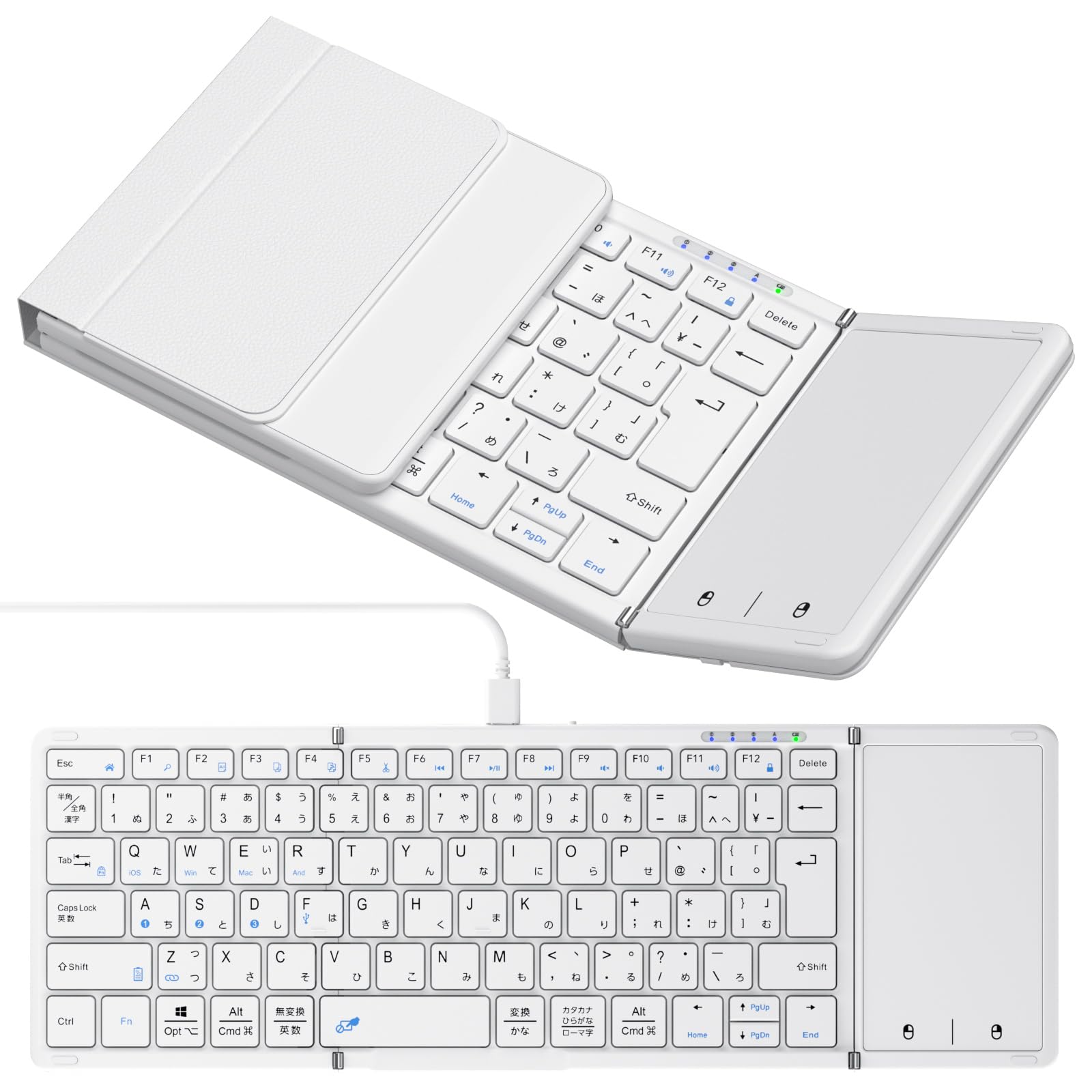 【最新型】 キーボード ワイヤレス 折り畳み式 ipadキーボード Bluetooth キーボード タッチパッド付き 有線＆無線両用 フルサイズ 4台デバイス切替 パソコン コンパクト静音 軽量 5,935円