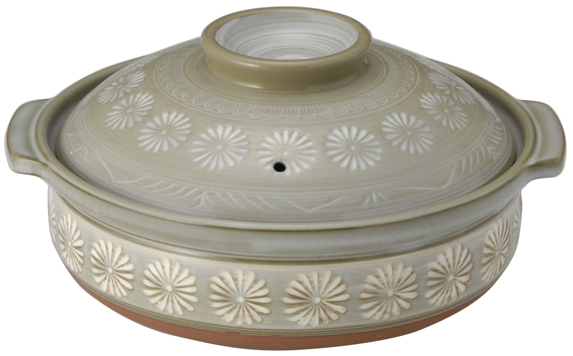 【正規品】 銀峯 花三島 汚れにくい 土鍋 IH対応 直火対応 9号 3-4人用 保温性 萬古焼 日本製 26091