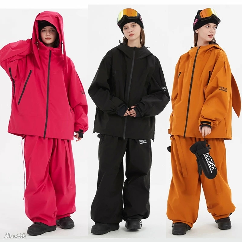 兎耳付き 大人 スノボウェア 上下セット スキーウェア スノーボードウェア スノボーウェア セットアップ メンズ レディース 男女兼用 ジャケット ロングパンツ ボトムス 防水 通気 透湿 ウサギ か