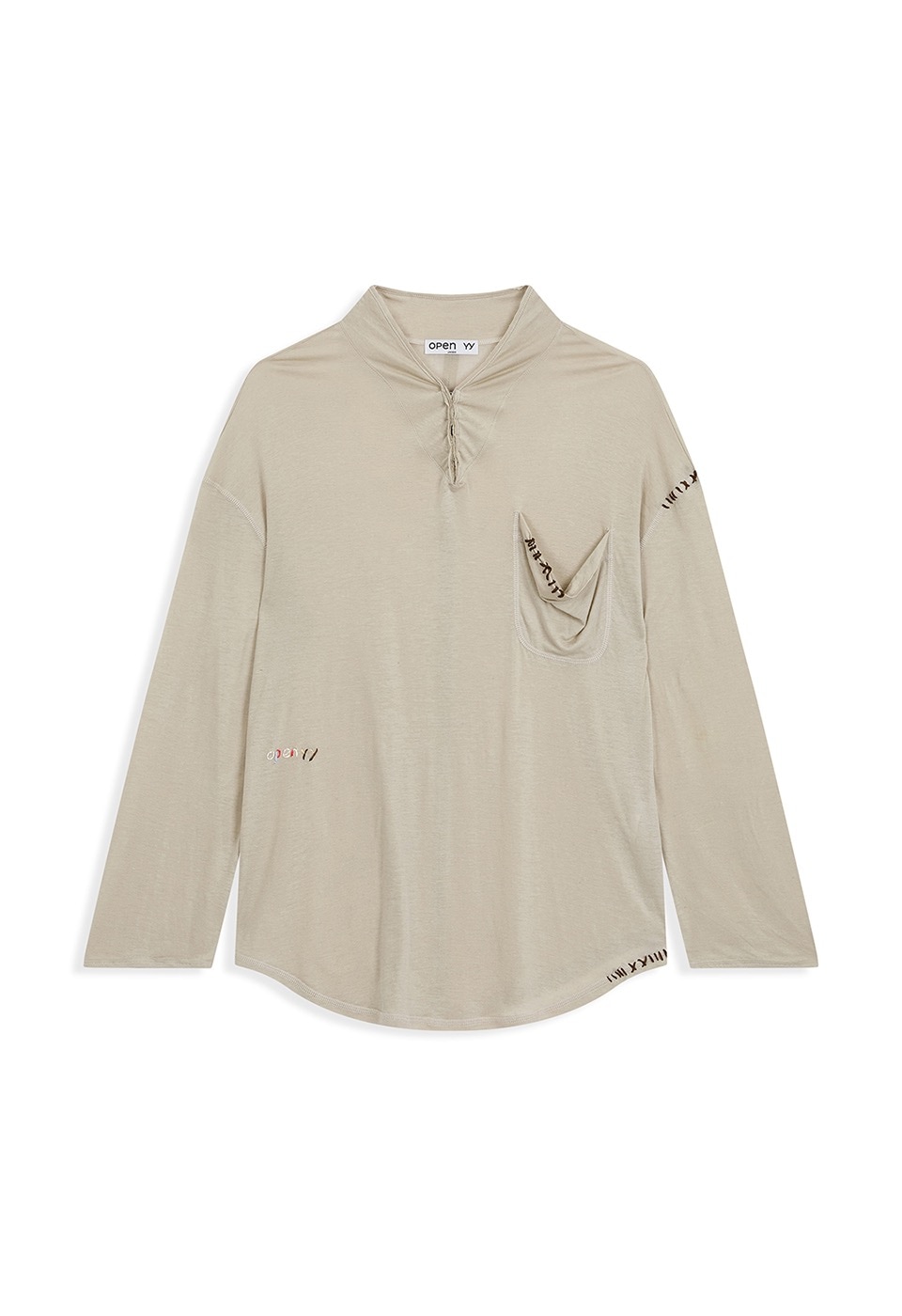 【OPEN Yy】 26SS HOOK HENLEY STITCH TOP : BEIGE