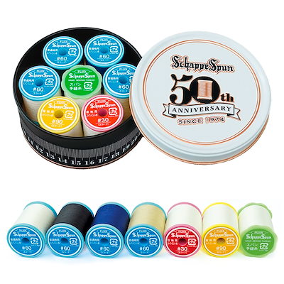 他サイト： フジックス(Fujix) シャッペスパン ミシン糸 6個 ・ 手縫い糸 1個 50周年記念缶 セット F56KAN50の商品画像