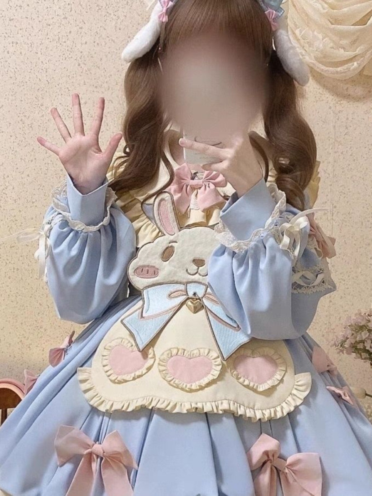 ロリータフルセット ゼロカロリーロリータ ロリータキュートバニー春秋ワンピースp長袖ワンピース