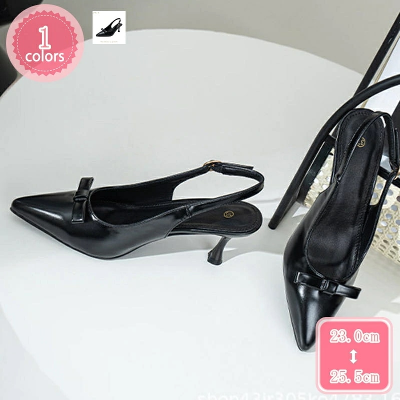 500円OFFクーポン バックストラップ リボン パンプス レディース 6.5cm コーンヒール ポインテッドトゥ ハイヒール サンダル お洒落 歩きやすい 柔らかい 疲れにくい 蝶結び 美脚 通勤