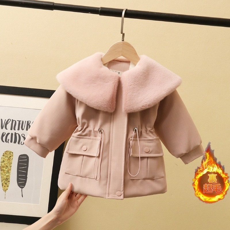 女の子キッズモッズコート裏起毛　子　毛皮コートキッズファーコート　ボアコート　ボアジャケットキッズコートミリタリーコート　防寒着秋冬暖かい