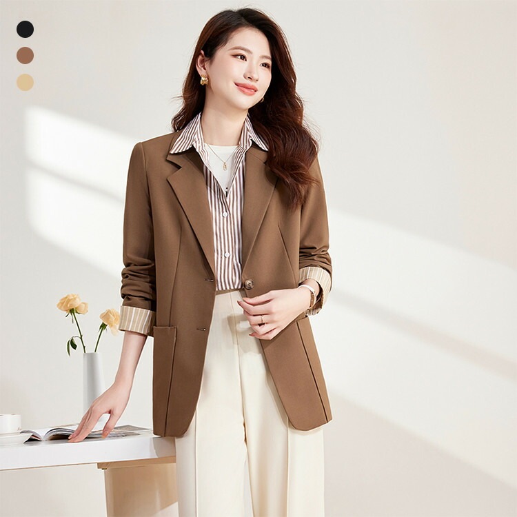 スーツ レディース トップス 長そで ジャケット テーラード オフィス ビジネス フォーマル 春夏 ママスーツ 母親 カジュアル