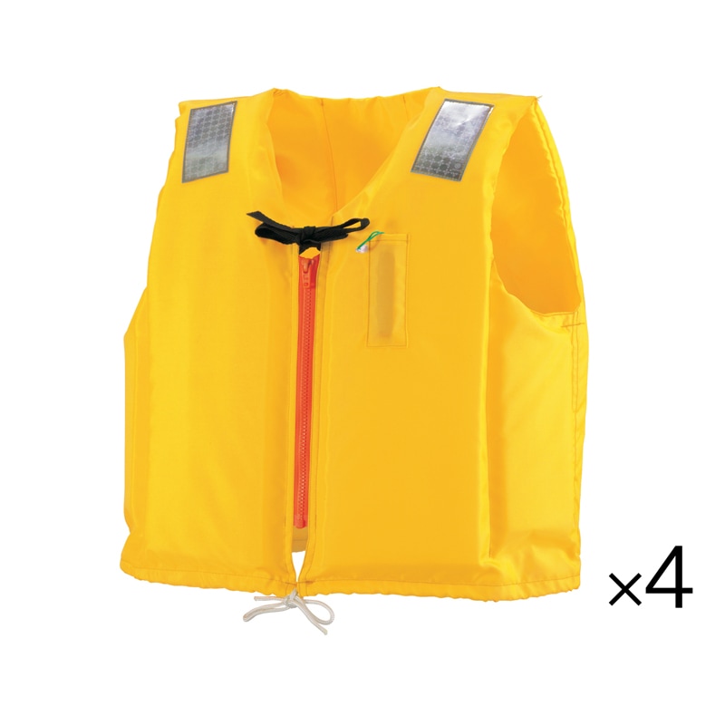 小型船舶用救命胴衣 ライフジャケット オーシャンC-2型イエロー 4着セット 船舶検査対応 水害対策