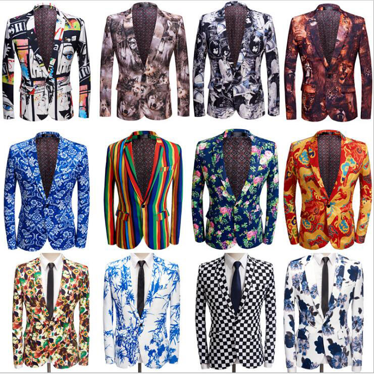 スーツ ジャケット メンズ 花柄 総柄 長袖テーラードジャケット 舞台 ステージ衣裳 カラオケ衣装 派手 おしゃれ 結婚式 パーティー イベント 発表会 忘年会 ダンス 衣装 スーツ 舞台衣裳 コスプ